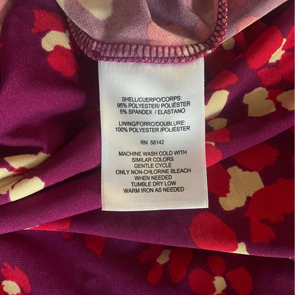 NWT London Times Women's Floral Printed Jersey A-line Midi Berry/Coral Sz 20W - Picture 7 of 7
